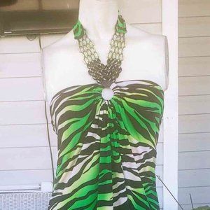 LEOPARD GREEN MAXI WITH DETAILED STONES